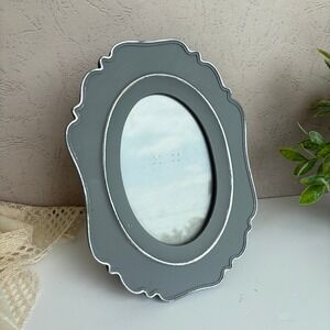 Concepts Grey and Silver Scalloped Oval Tabletop Picture Frame 5x3.5 Photo